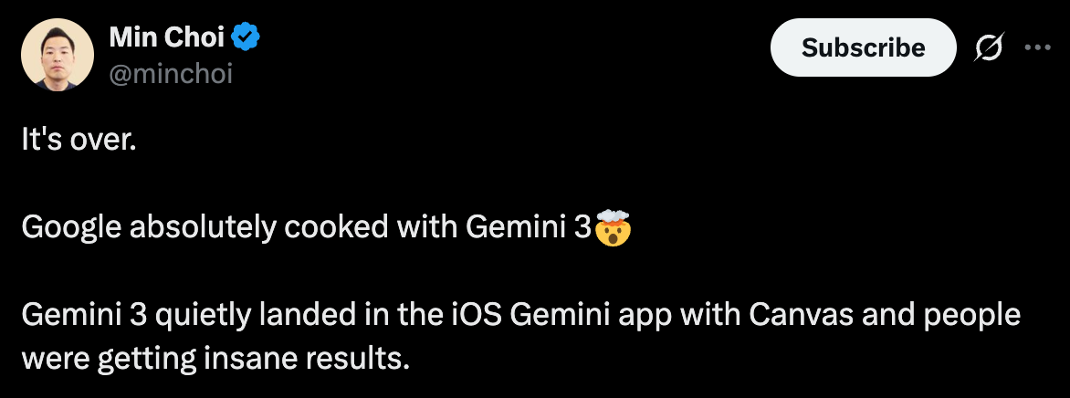 图片[12]-年度最强 AI 压轴！谷歌 Gemini 3.0 下周决战 OpenAI，前端要下岗了！-AI Spot